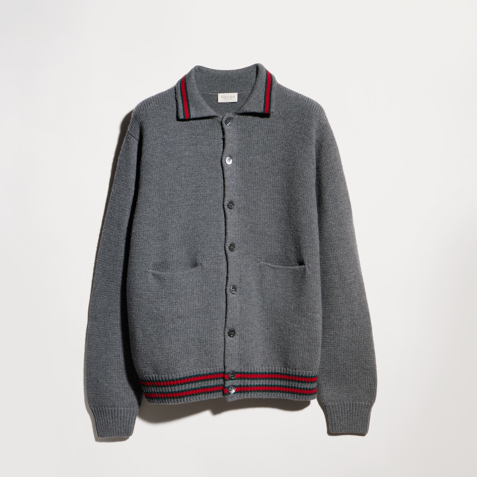 Children's wool polo cardigan