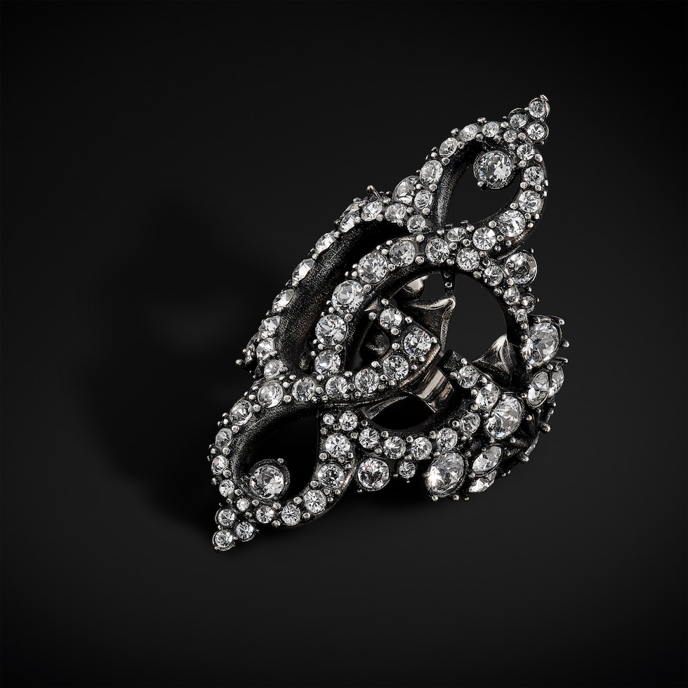 Anello largo GG Marmont con cristalli