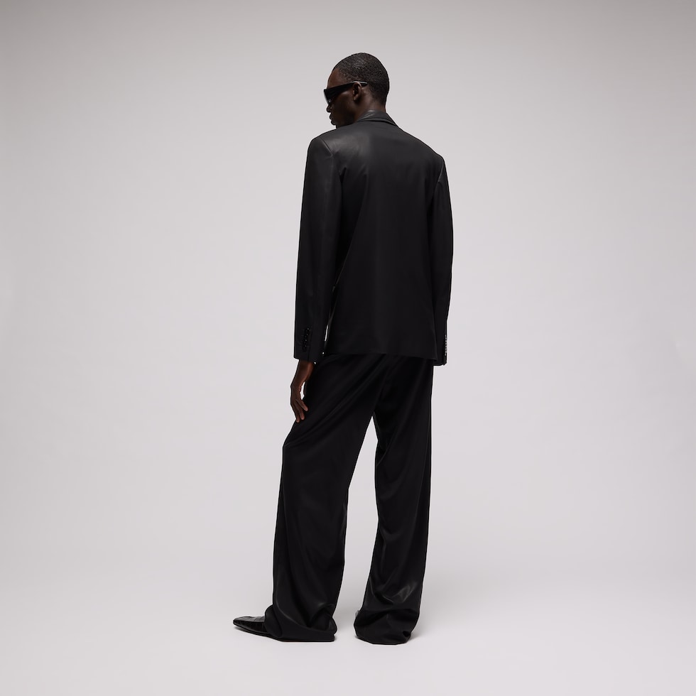 Wool jacket with chintzed finish