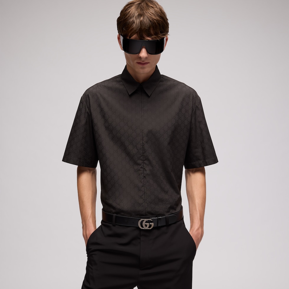 GG cotton poplin zip shirt