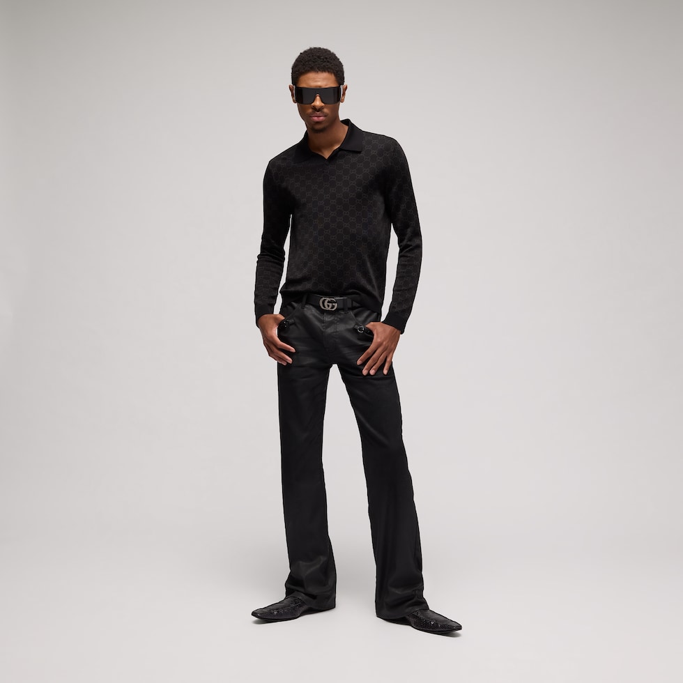Viscose GG jacquard polo shirt