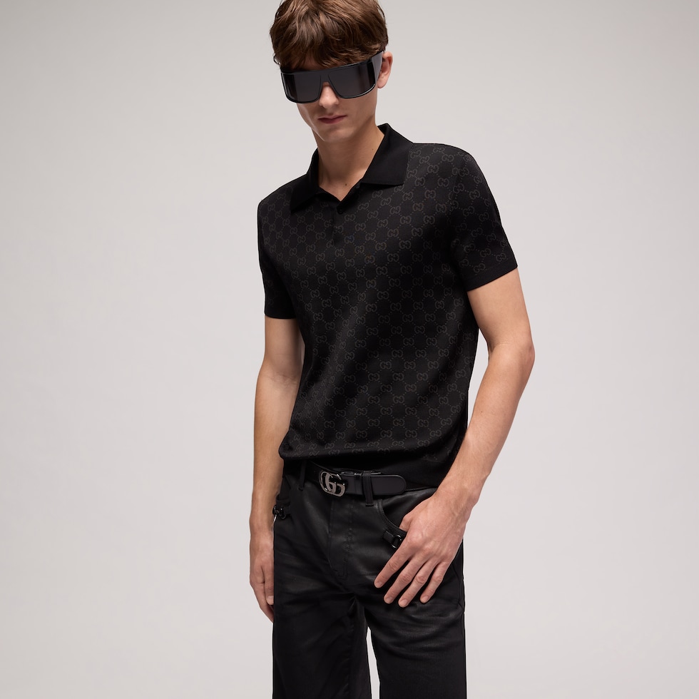 Viscose GG jacquard polo shirt