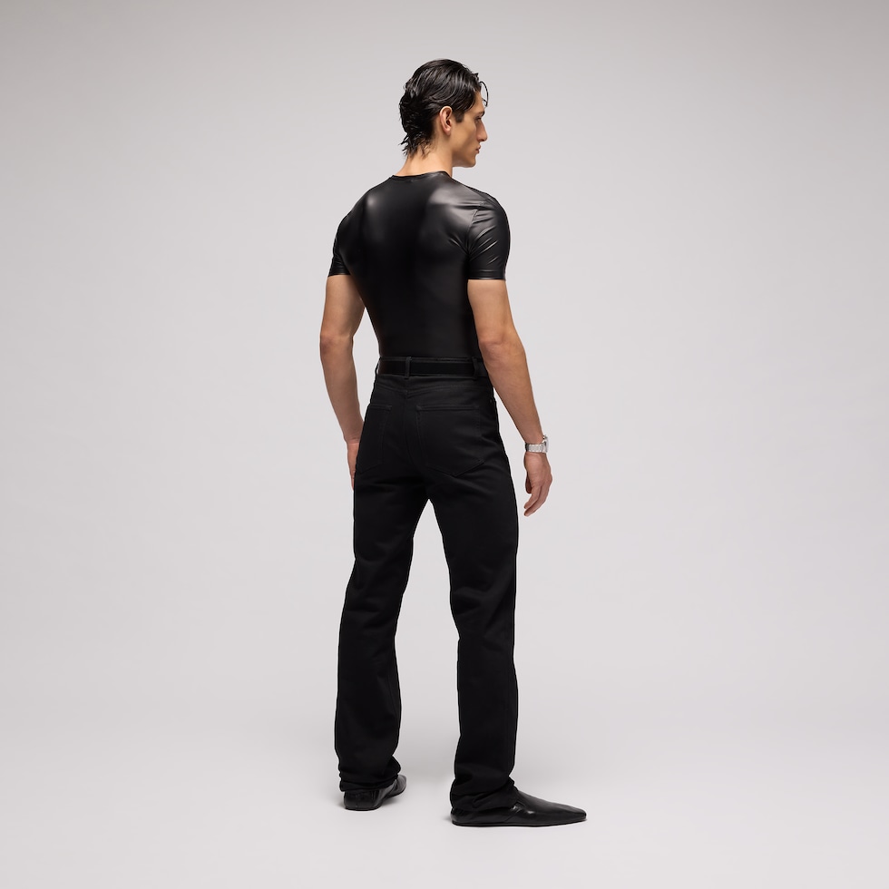 Washed cotton denim pants