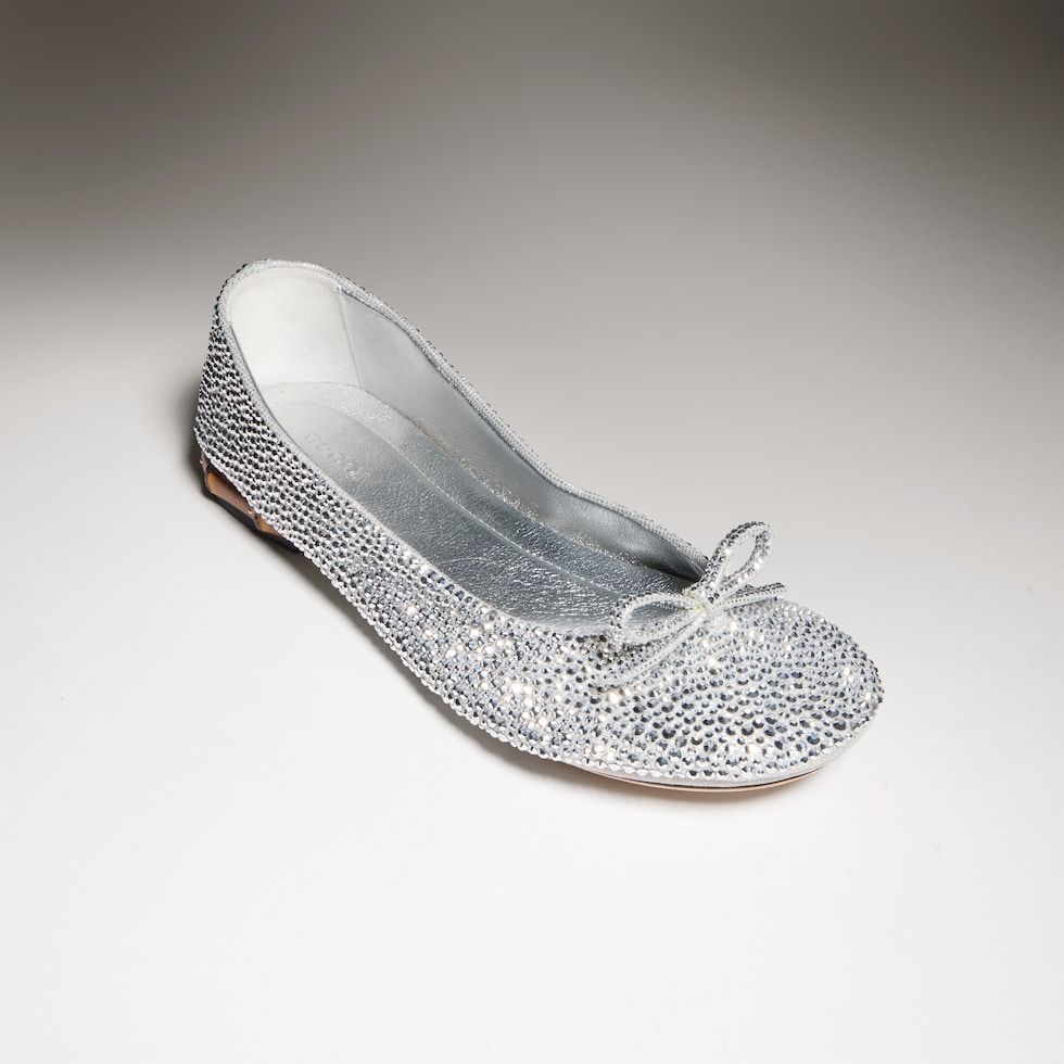 Women's crystal ballerina with bamboo
