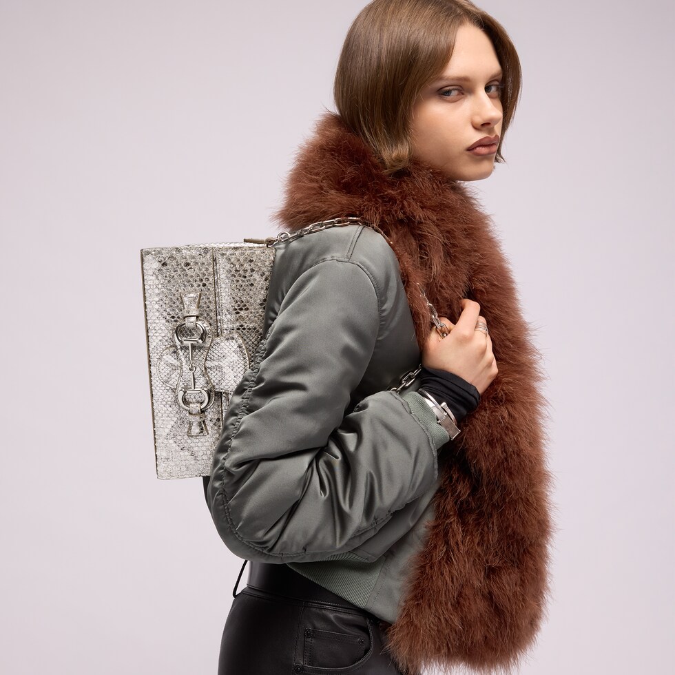 Horsebit Ristretto python medium shoulder bag