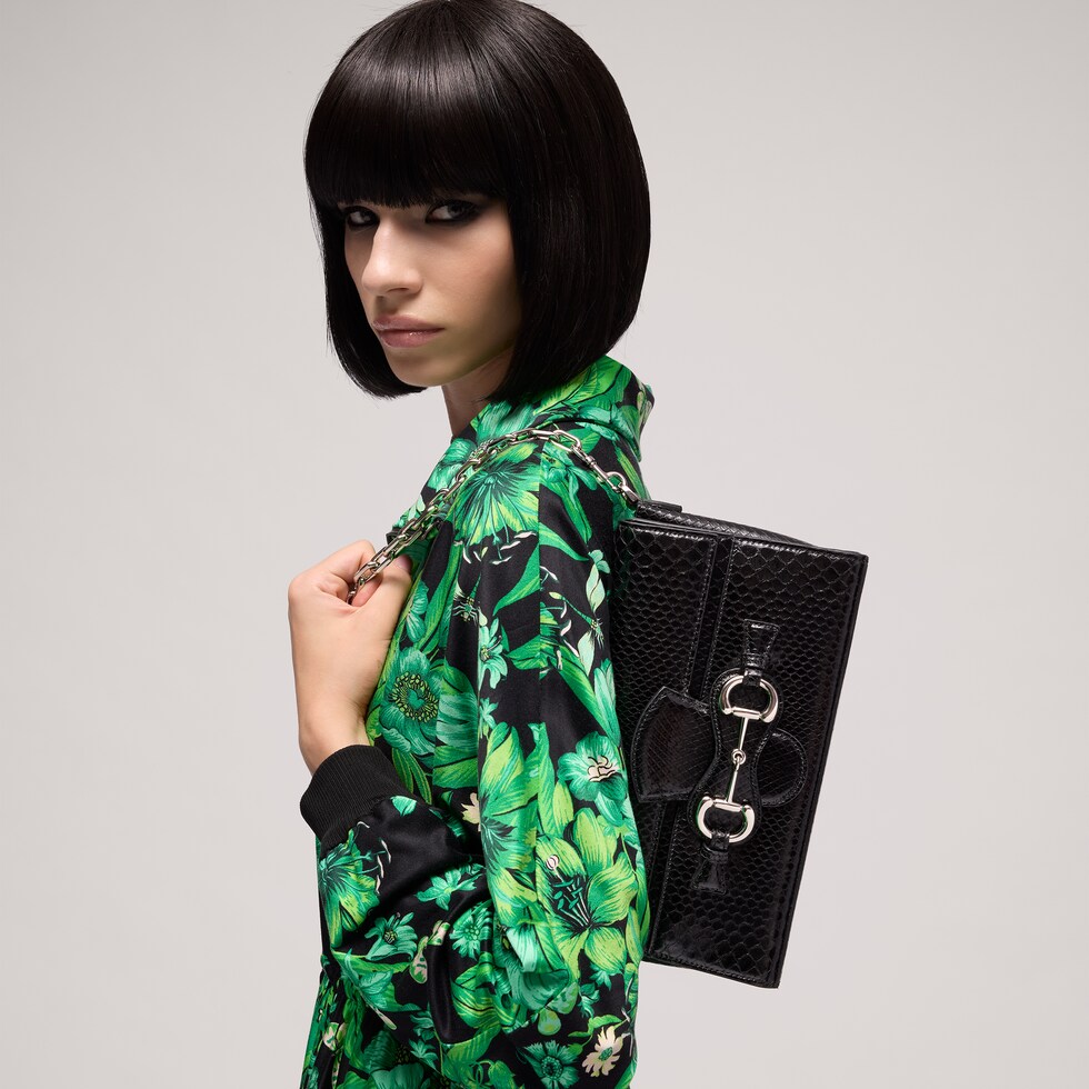 Horsebit Ristretto python medium shoulder bag