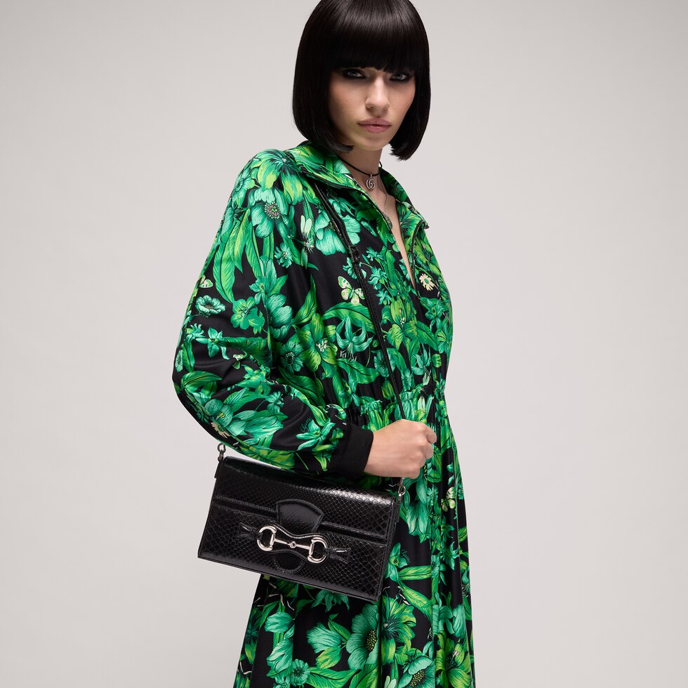 Horsebit Ristretto python medium shoulder bag