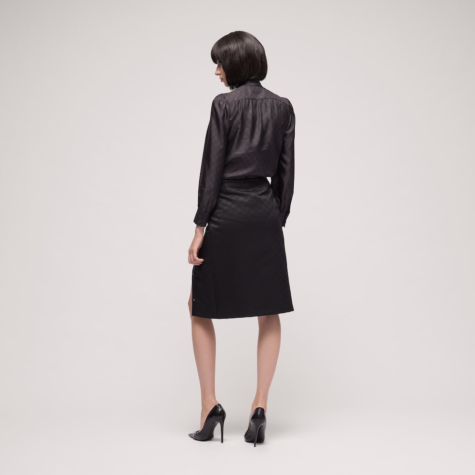 Chemise en twill de soie imprimé avec nœud