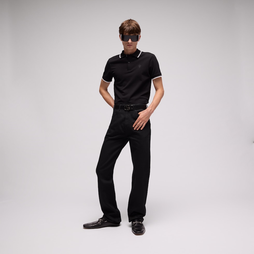 Polo en piqué de coton avec broderie
