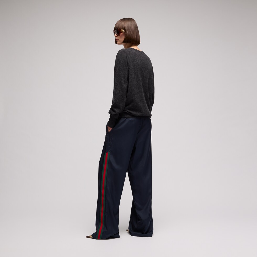 Knit cashmere sweater with embroidery