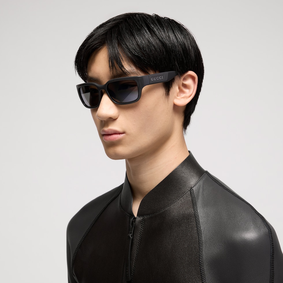 Low nose bridge fit rectangular sunglasses