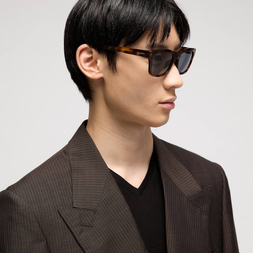 Low nose bridge fit rectangular sunglasses