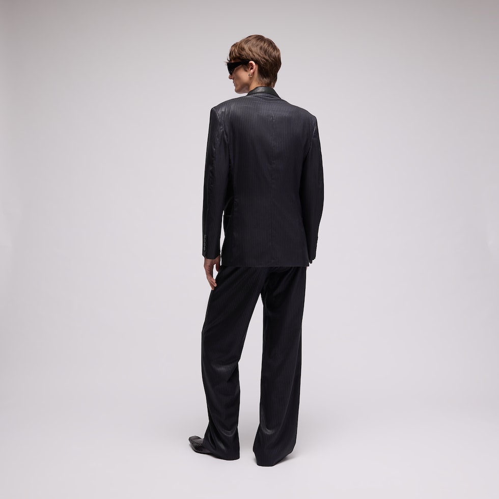 Pinstripe chintzed wool blend pants