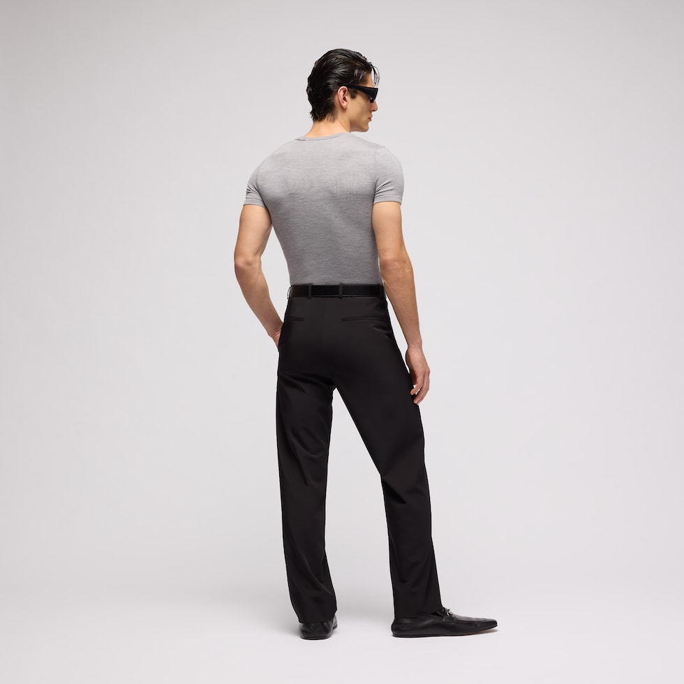 Cropped knit wool silk blend T-shirt