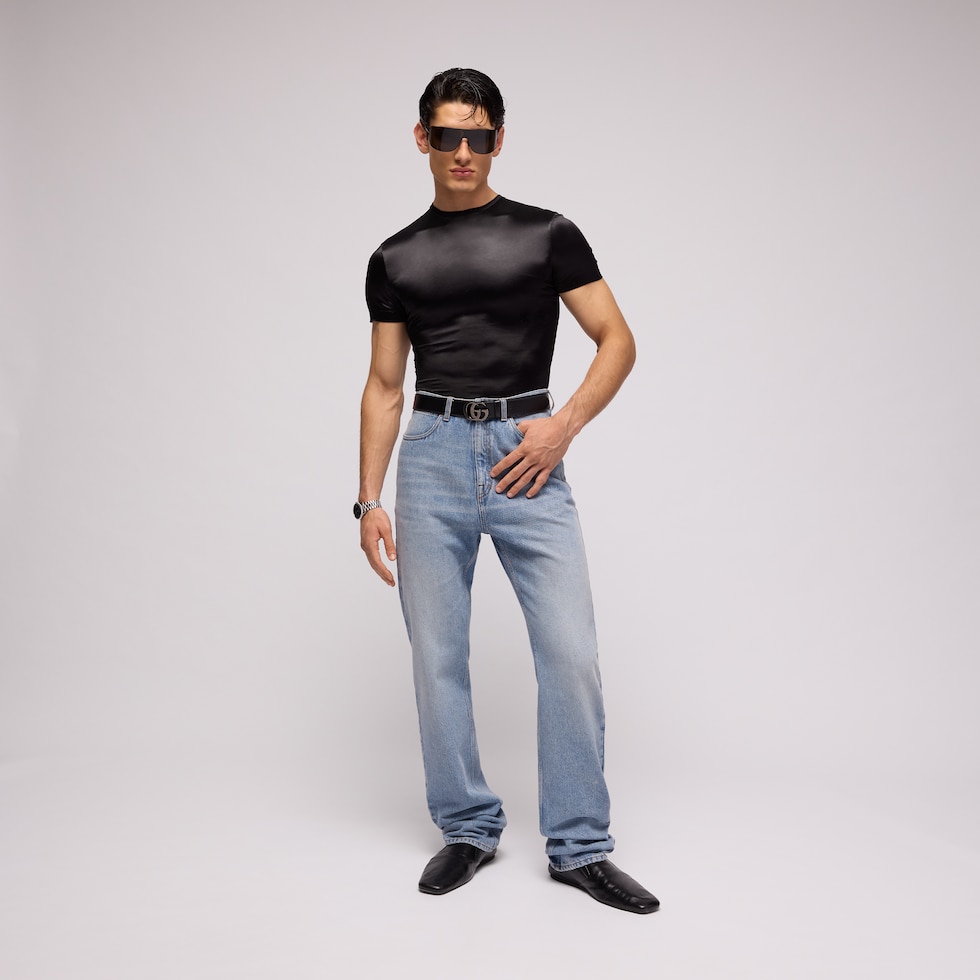 Stretch satin jersey T-shirt