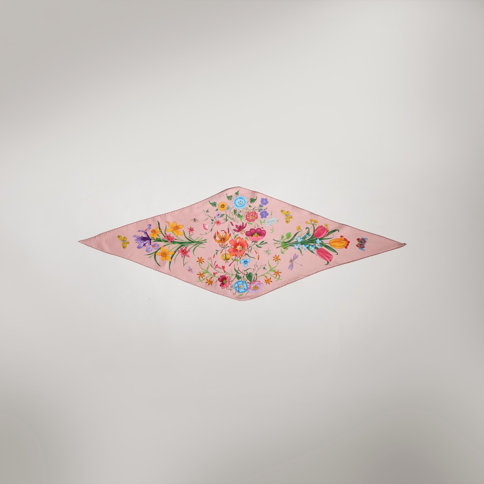 Foulard a rombo in twill di seta stampata