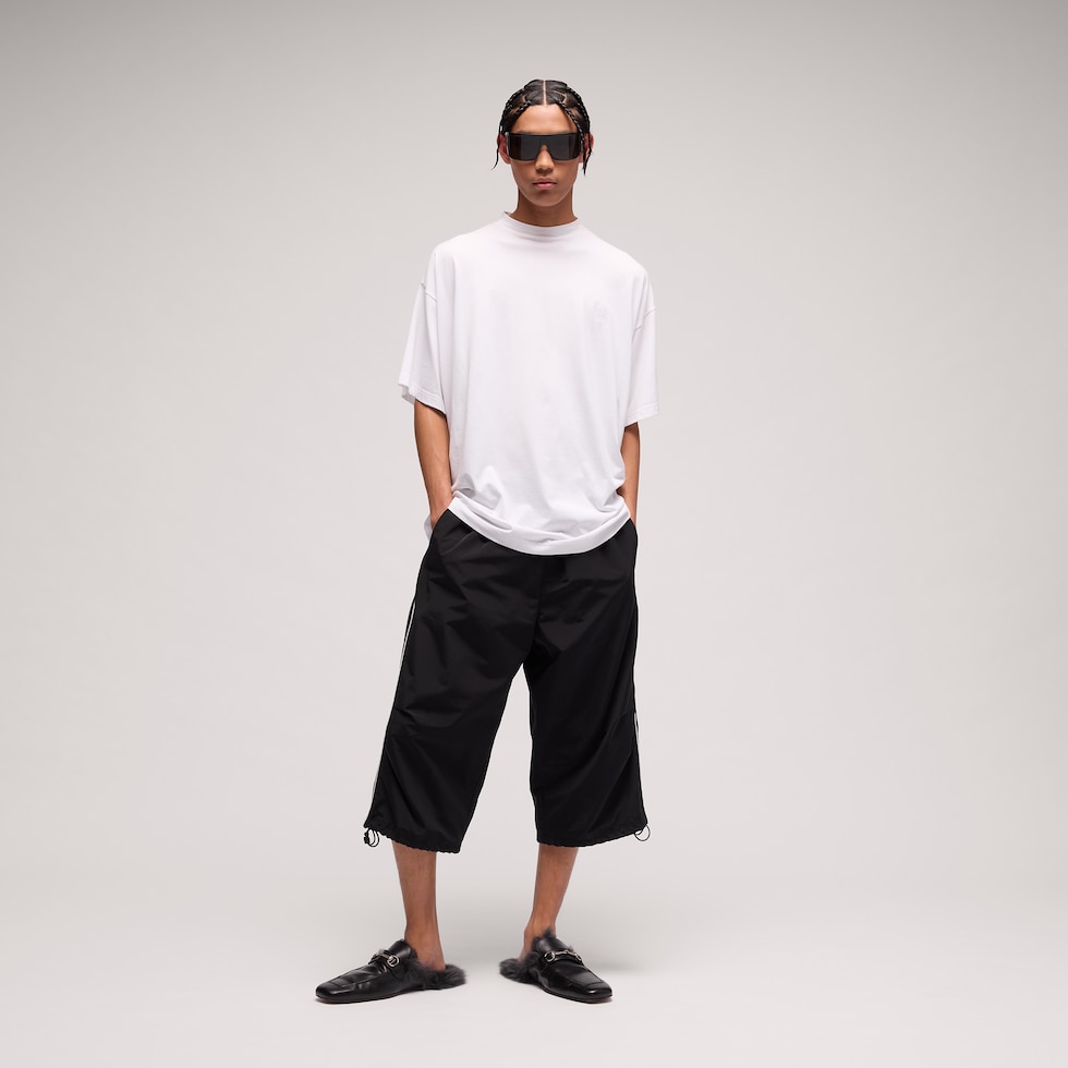 Lightweight silk jersey T-shirt with embroidery