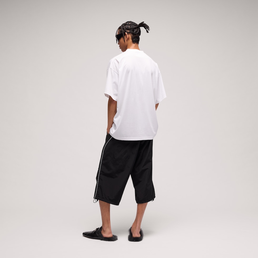 Lightweight silk jersey T-shirt with embroidery