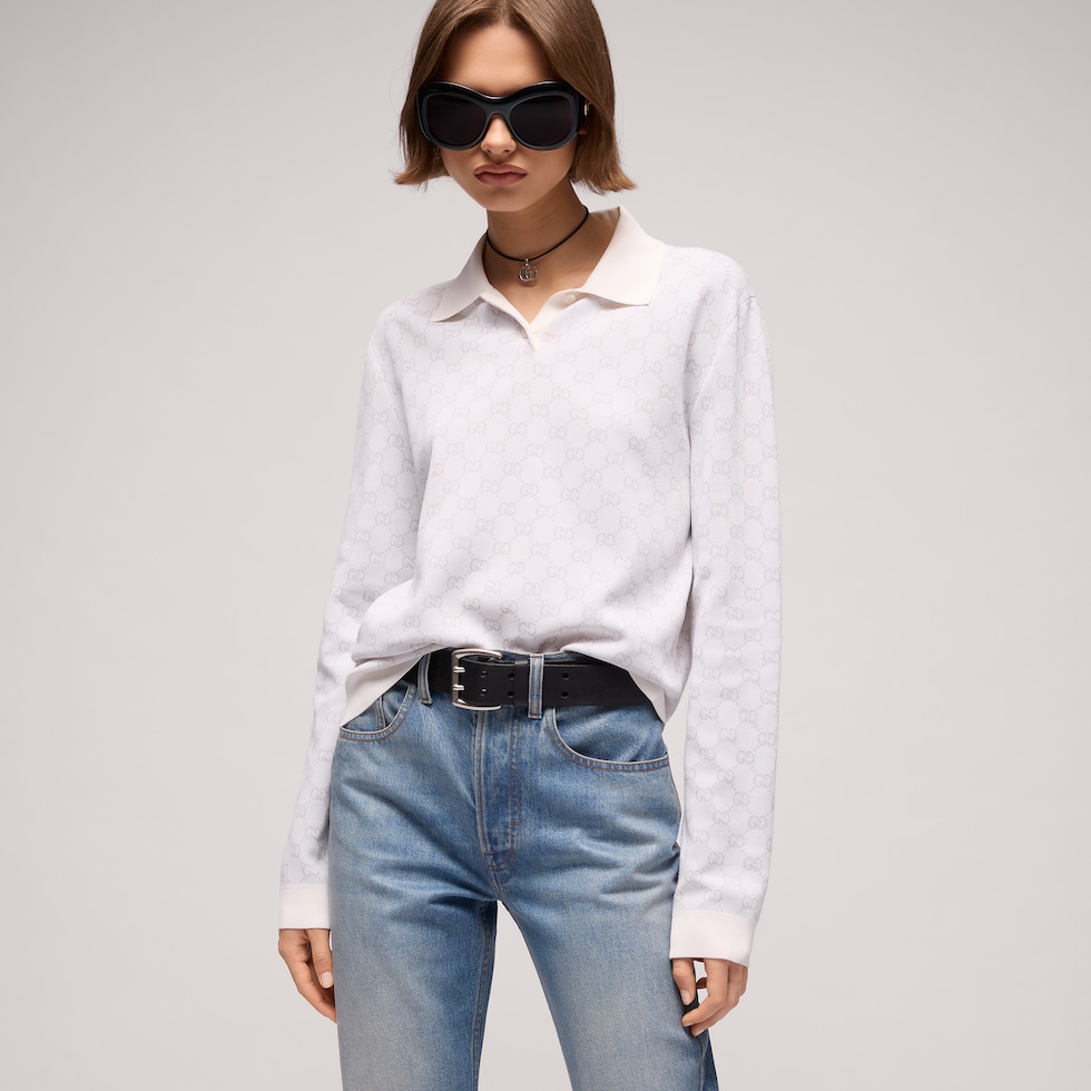 Fine knit viscose GG jacquard sweater