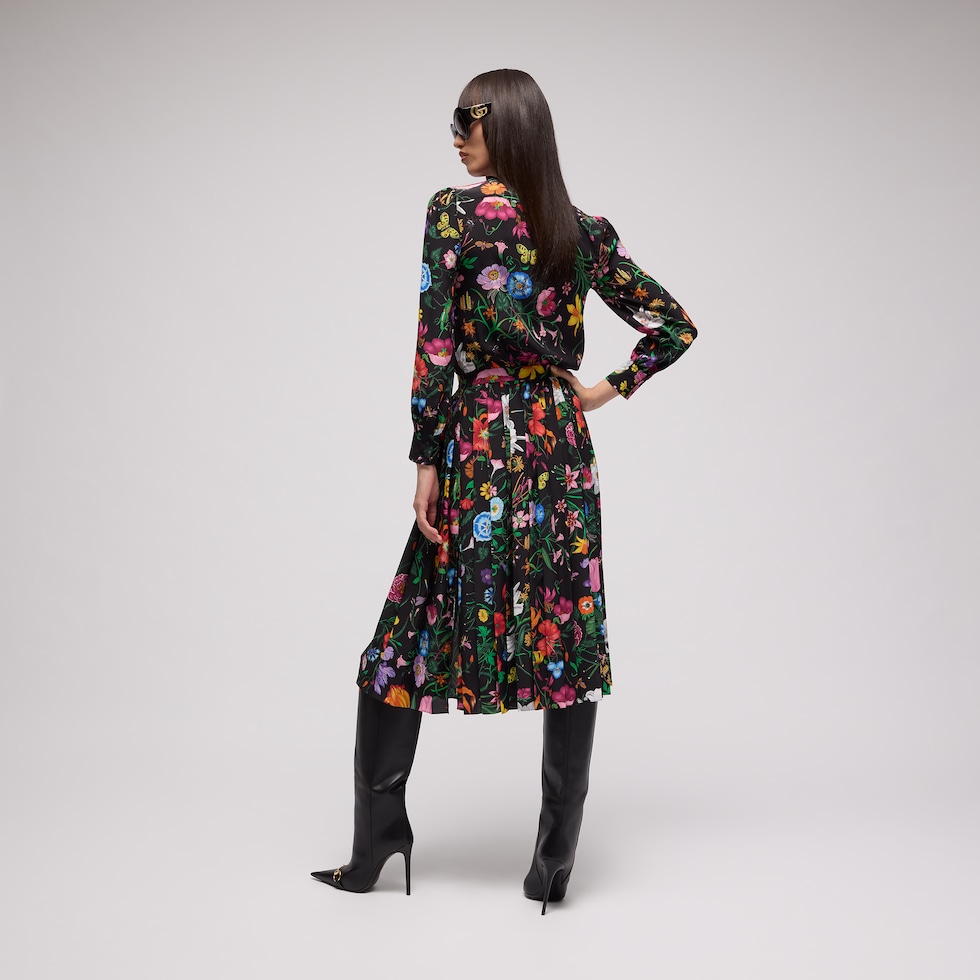 Robe imprimée en crêpe de Chine en soie