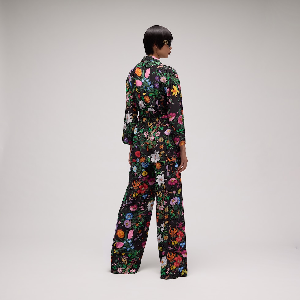 Pantalon décontracté en soie imprimé