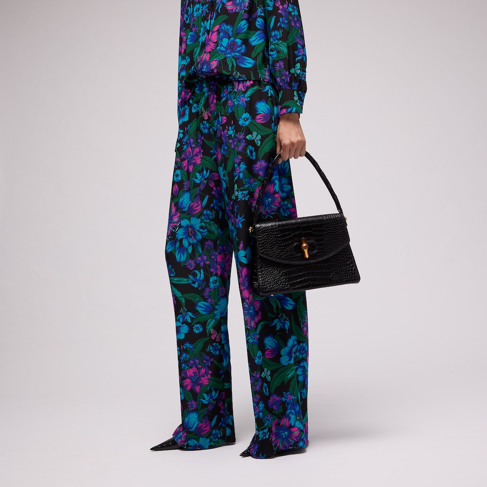 Pantalón informal de seda con estampado
