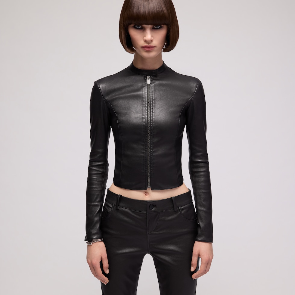 Lightweight stretch leather jacket