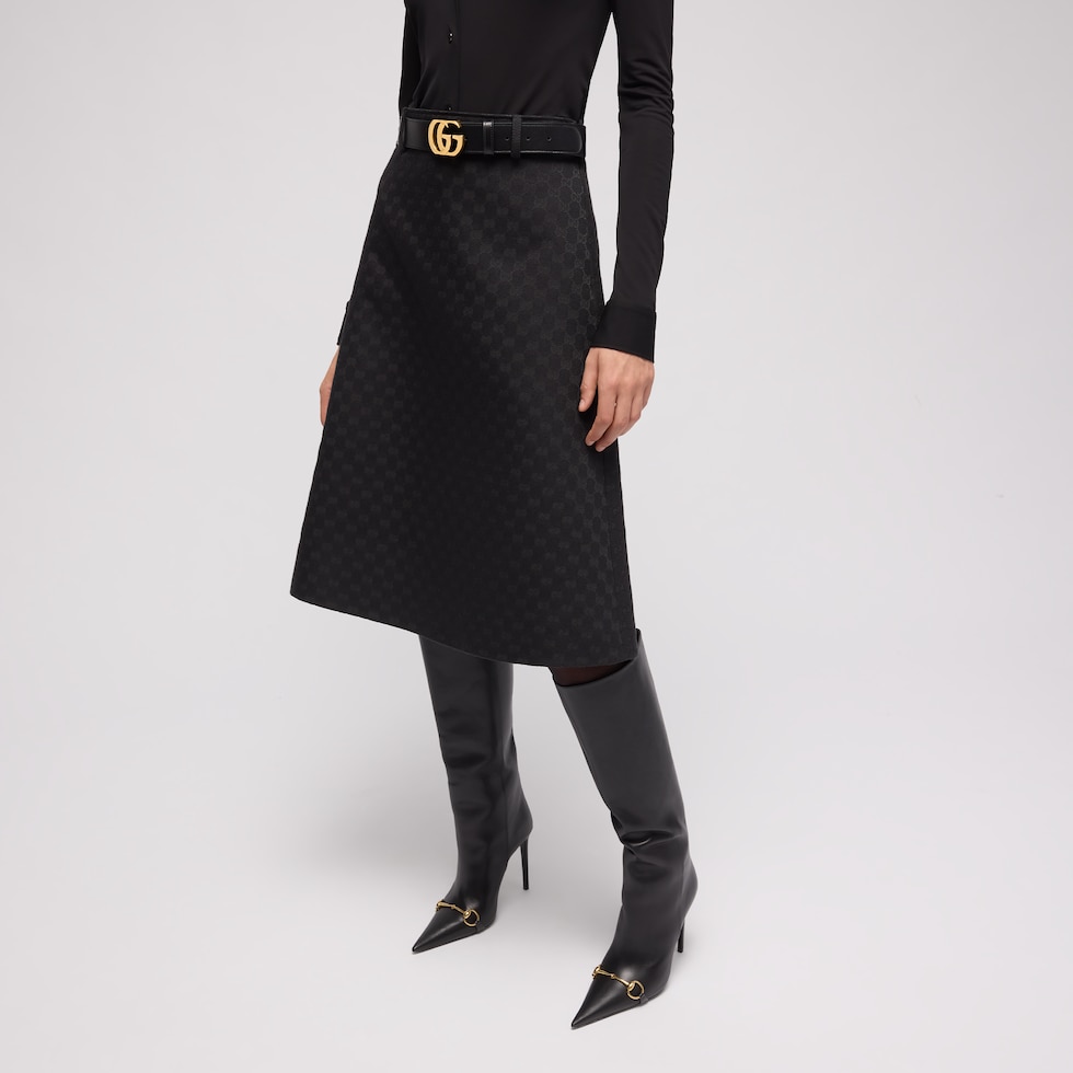 Jupe midi en mélange de coton GG