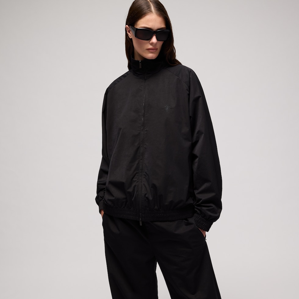 Giacca con zip in morbido twill tecnico