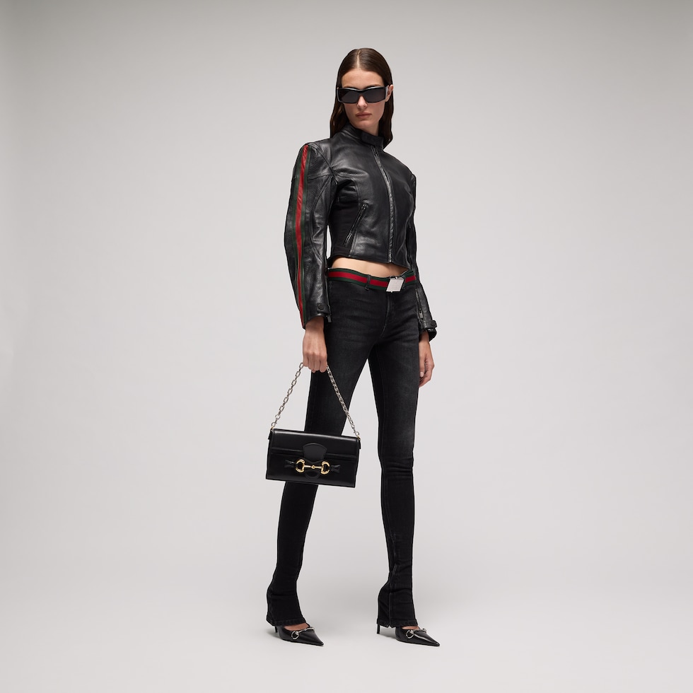 Chaqueta de cuero estilo biker con Web