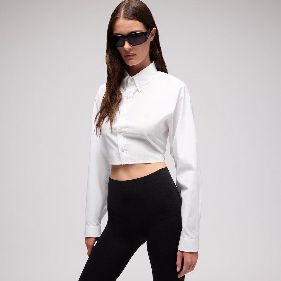 Camisa corta de popelina de algodón