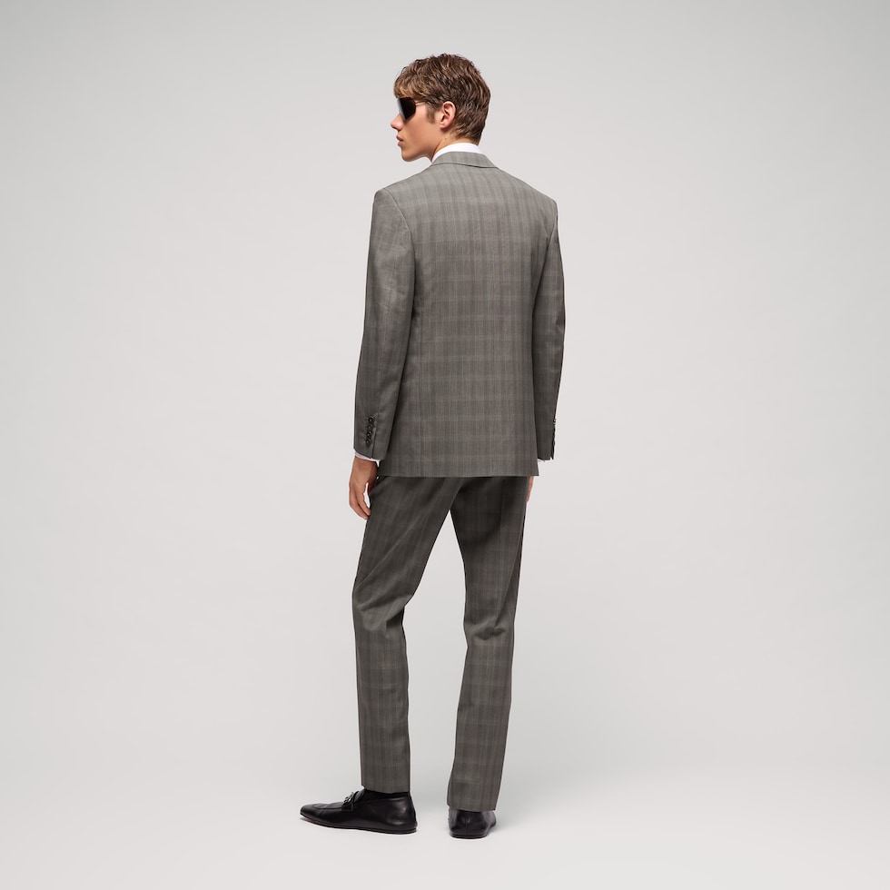 Prince of Wales wool pants with embroidery