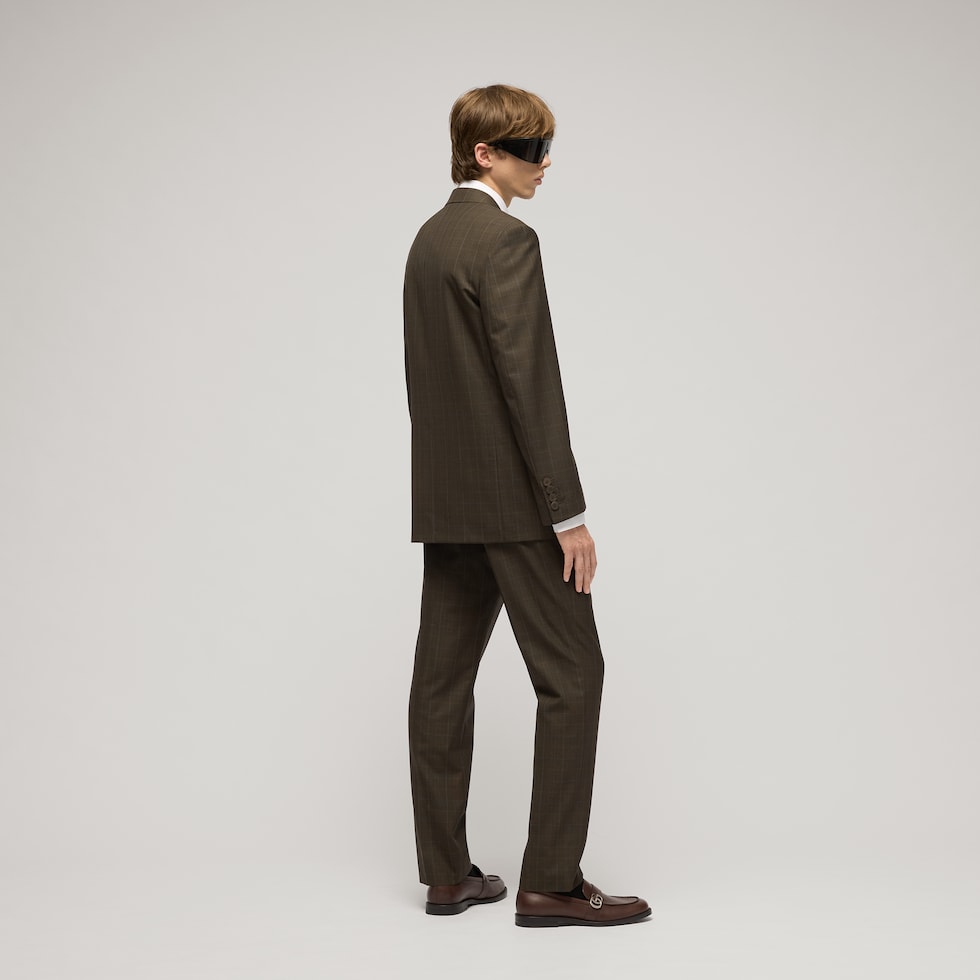 Prince of Wales wool pants with embroidery
