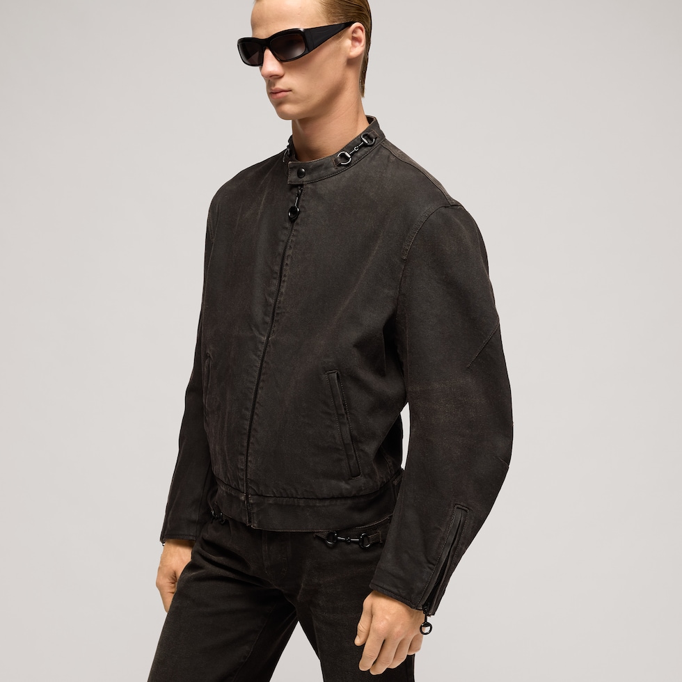Cotton viscose denim jacket with Horsebit