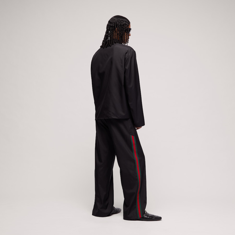Silk poplin leisure pants with Web