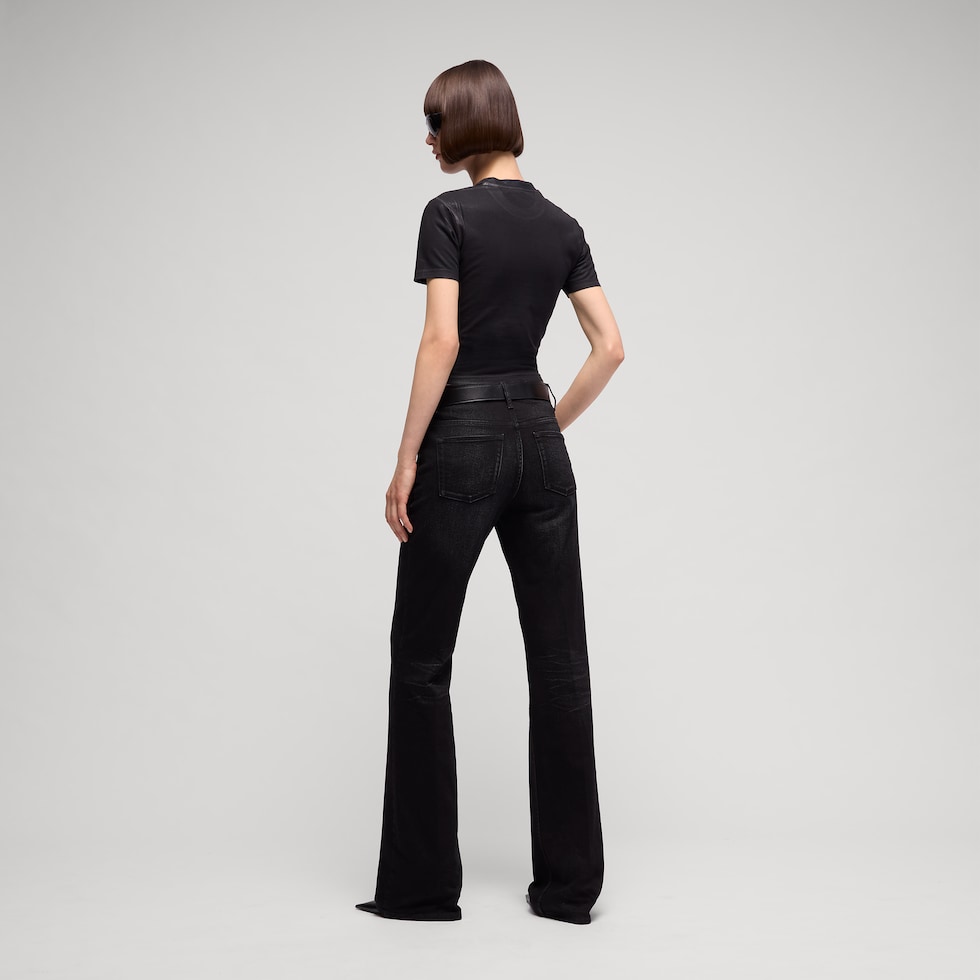 Ausgestellte Hose aus Stretch-Baumwolldenim