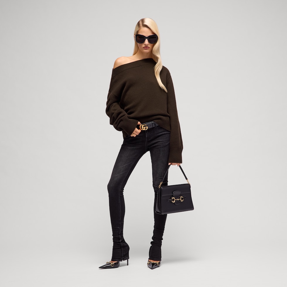Knit cashmere sweater with embroidery