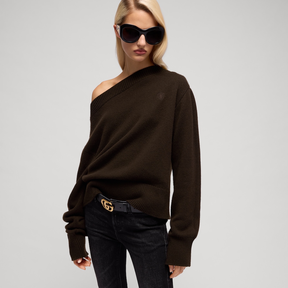 Knit cashmere sweater with embroidery