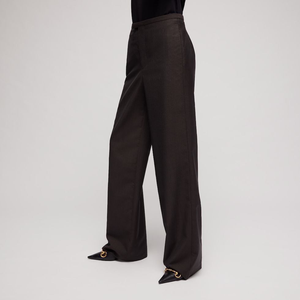 Hose aus Wolle Mohair mit Nadelstreifen