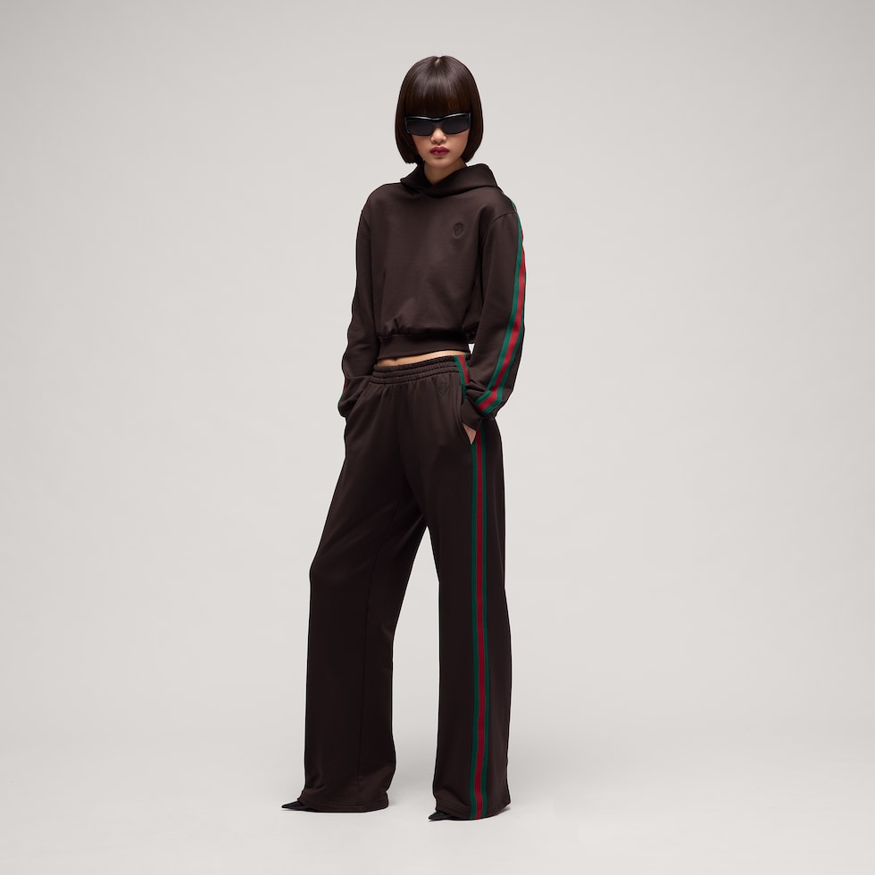 Cotton jersey leisure pants with Web
