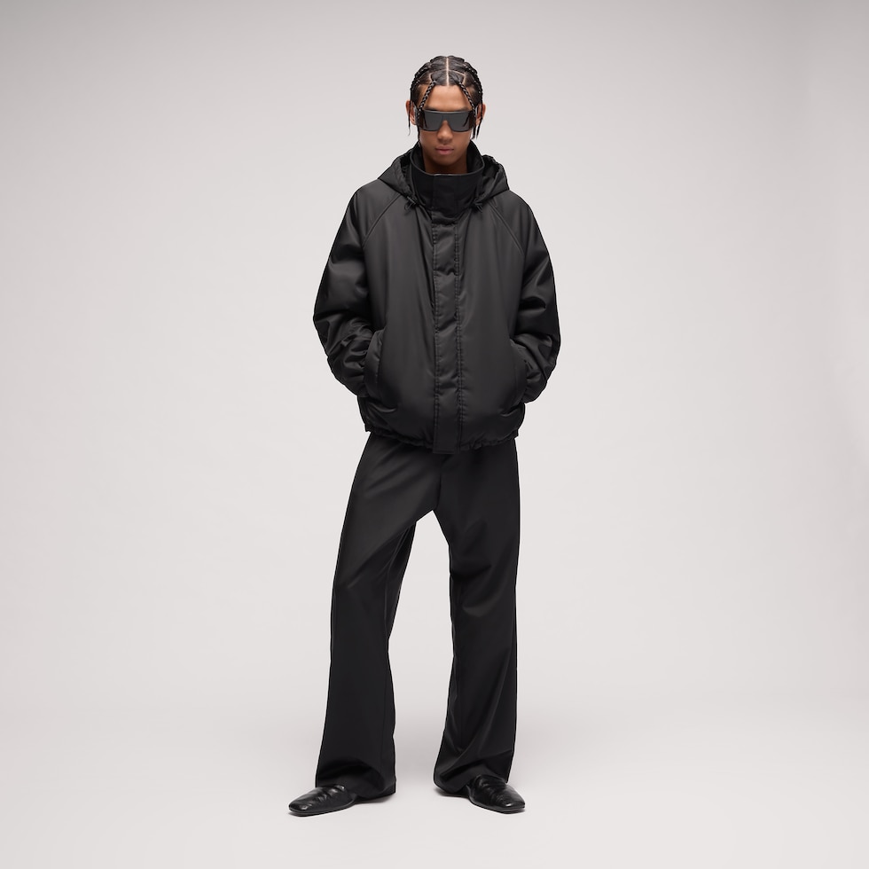 Giacca con zip in gabardine di nylon con ricamo