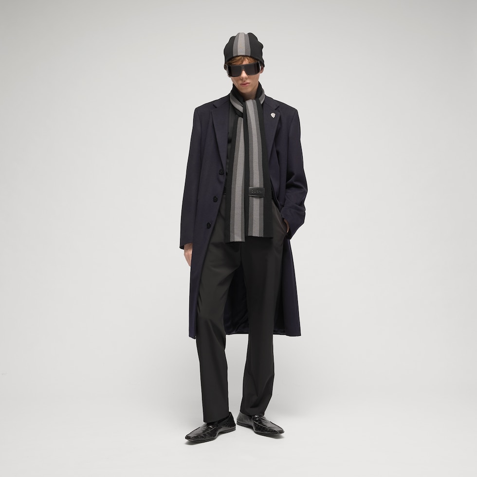 Sciarpa a righe in lana e cashmere jacquard