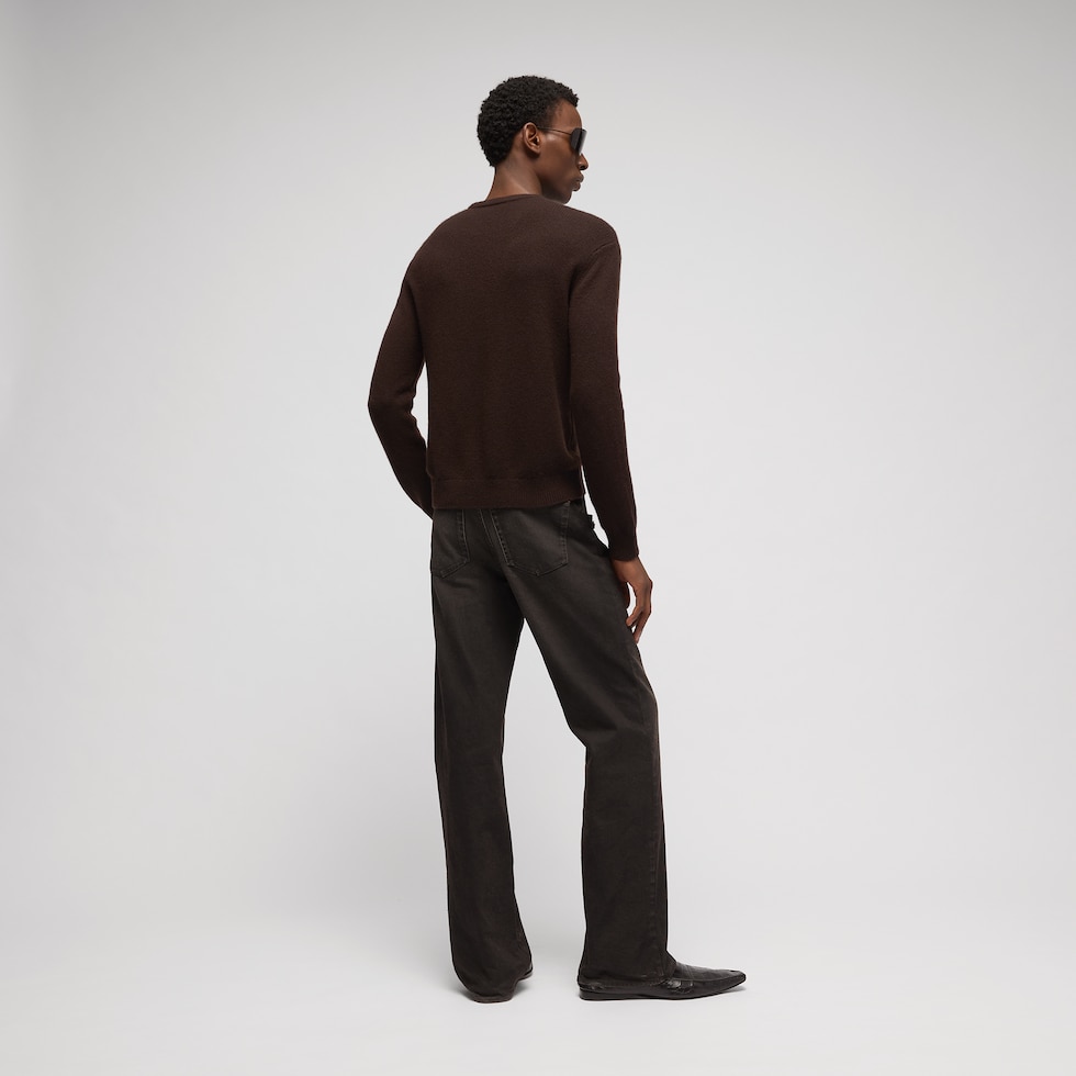 Knit cashmere sweater with embroidery