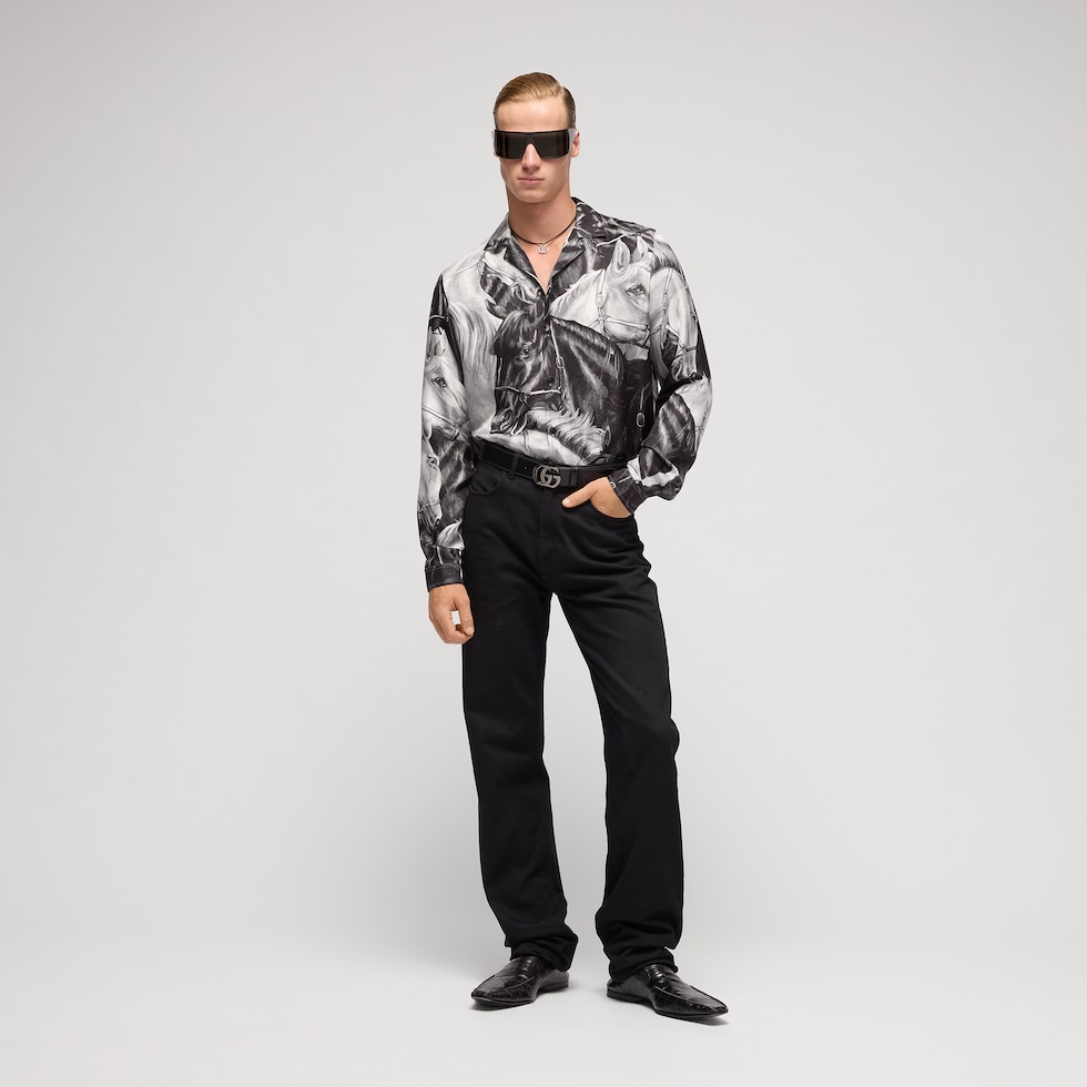 Printed GG silk twill jacquard shirt