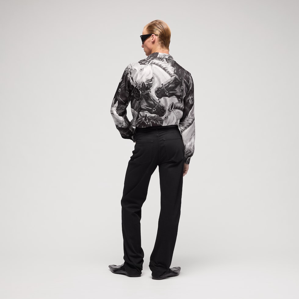 Printed GG silk twill jacquard shirt