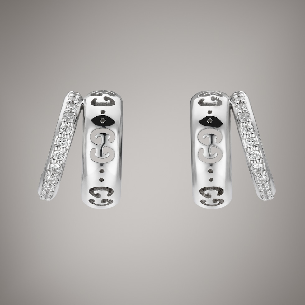 Icon 18k diamond GG hoop earrings