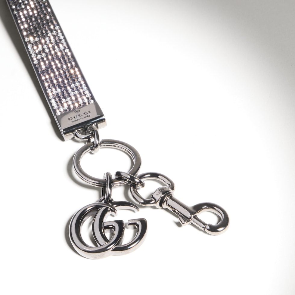 Crystal keychain charm with GG