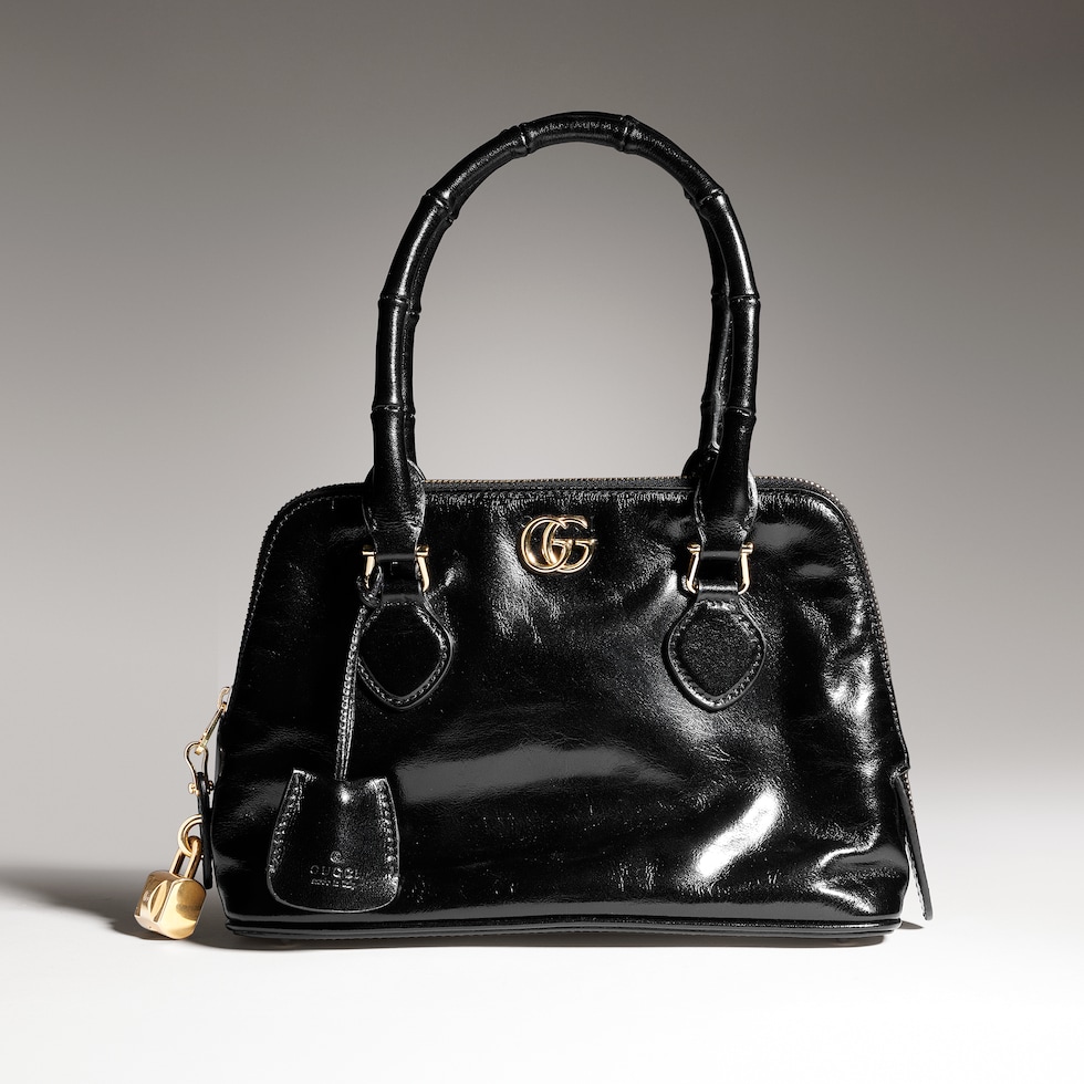 Small bamboo-effect top handle bag