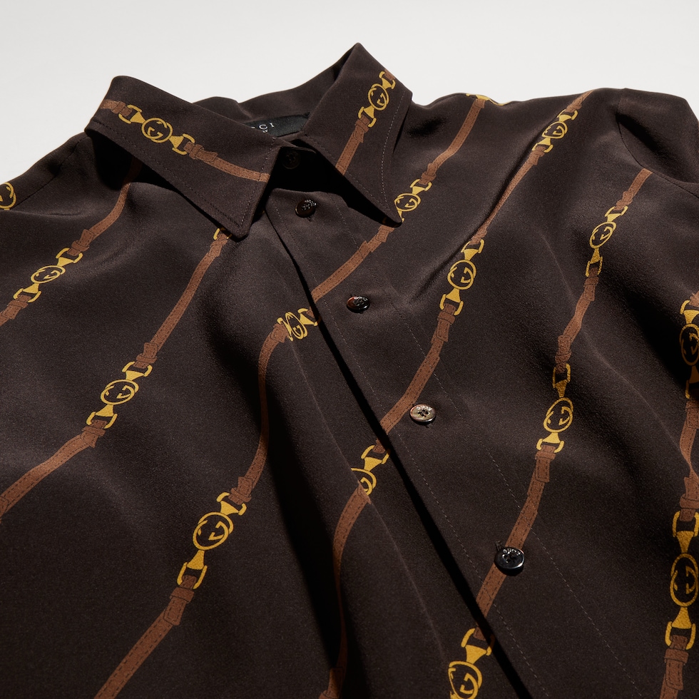 Printed silk crêpe de chine shirt