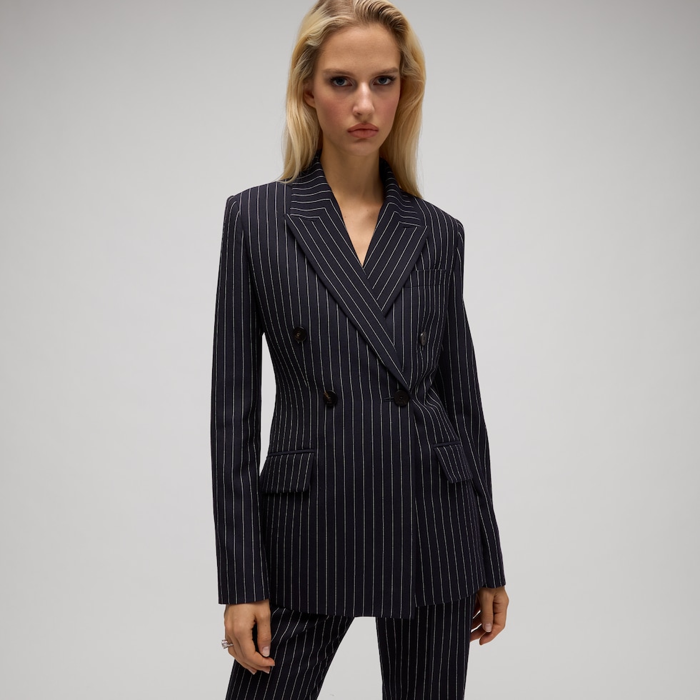 Chaqueta de seda y lana con raya diplomática